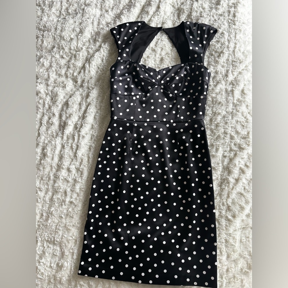 White House Black Market Black Satin Pin-up Style Dress